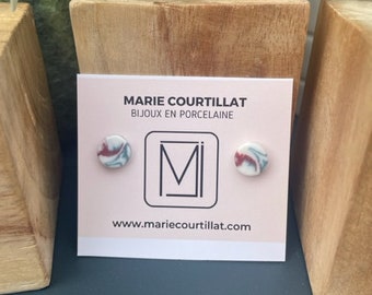 Colorful porcelain ear studs for women by Marie Courtillat