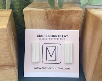 Marie Courtillat white porcelain stud earrings