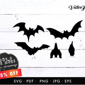 Black Bats Silhouette SVG PNG EPS - Spooky Season -  Halloween Cut file for cricuit, silhouette, brother and more