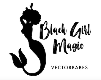 Mermaid with Natural Hair Black Girl Magic SVG PNG jpg