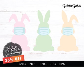 Easter Bunny Face Mask | Happy Easter | Easter Sublimation | Easter Clip Art SVG PNG EPS | Silhouette | Cricut Design | Easter Designs