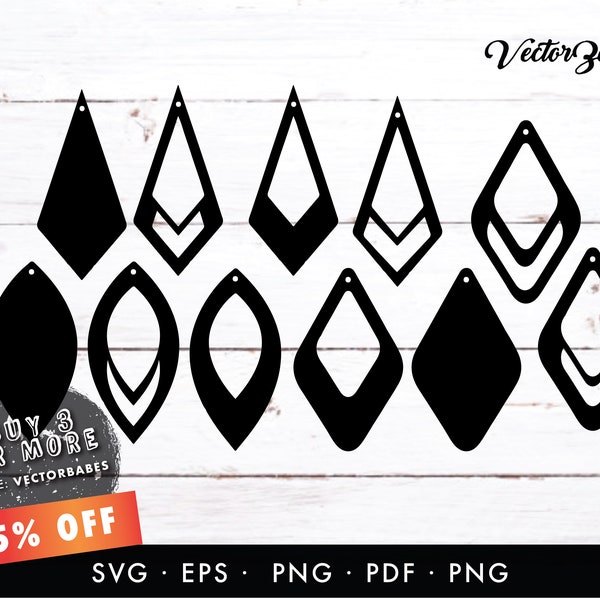 Leather Earring Cut file |  Boho tear drop earrings | Pendant | Laser cut template | Earrings with hole | Jewelry making | Vector