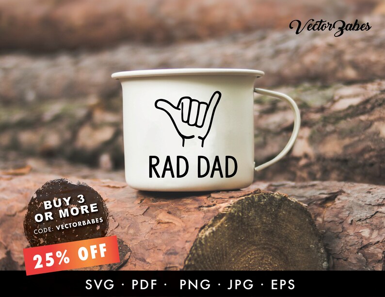 Download Rad Dad Shaka Hand Daddy Cut File SVG PNG EPS | Etsy