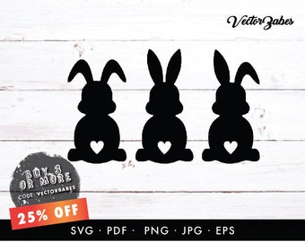 Easter Bunny | Happy Easter | Easter Sublimation | Easter Clip Art SVG PNG EPS | Silhouette | Cricut Design | Easter Designs