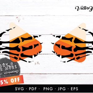 Skeleton Hands - Candy Corn - Cute Halloween SVG PNG EPS - Lettering -  Halloween Cut file for cricuit, silhouette, brother and more