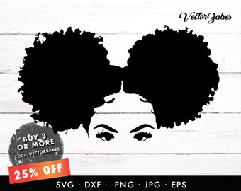 Puff carini / Capelli naturali / Elemento logo / Vector Cricut SVG PNG EPS