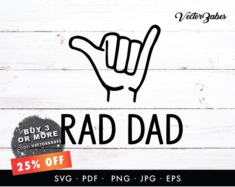 Download Rad Dad Shaka Hand Daddy Cut File SVG PNG EPS | Etsy