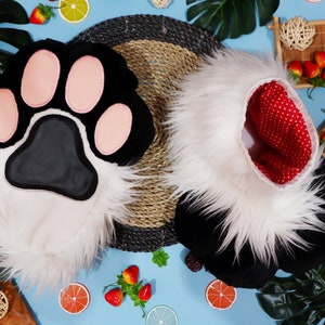 Fursuit indoor Feet paws Custom Any color, Cute Fluffy Furry Foot paw Fursuit Partials with leather paw pads