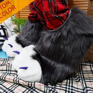 Fursuit Digitigrade Indoor Outdoor Feet paws shoes Custom commission Any color, Cute Fluffy Furry Foot paw Fursuit Partials