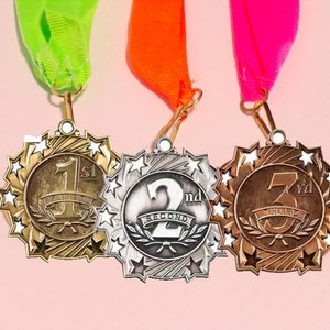 Gold, Silver and Bronze Sports Medals: Wrestling Medals, basketball medals, tennis medals, baseball medals, Lots of options, most sports image 2