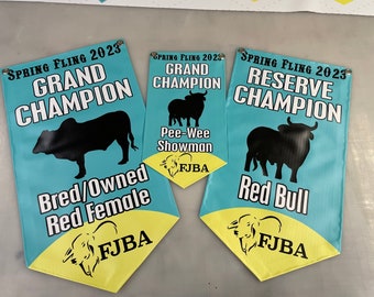 Shaped Livestock Show Award banner, Jackpot Awards, County Fair Grand champion banner 4H
