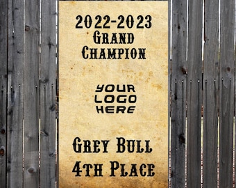 Livestock Grand Champion Showmanship Award Banner. County Fair. Jackpot. Trophy. Herdsmanship. Buyer Gift. Breeder. Cattle. Sheep. Swine