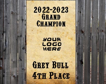 Livestock Grand Champion Showmanship Award Banner. County Fair. Jackpot. Trophy. Herdsmanship. Buyer Gift. Breeder. Cattle. Sheep. Swine