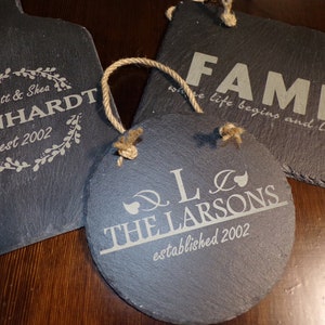 Personalized Engraved Slate Family Name Sign
