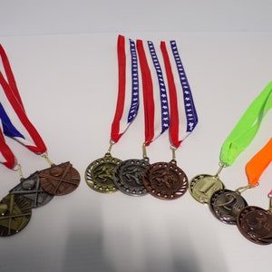 Gold, Silver and Bronze Sports Medals: Wrestling Medals, basketball medals, tennis medals, baseball medals, Lots of options, most sports image 7