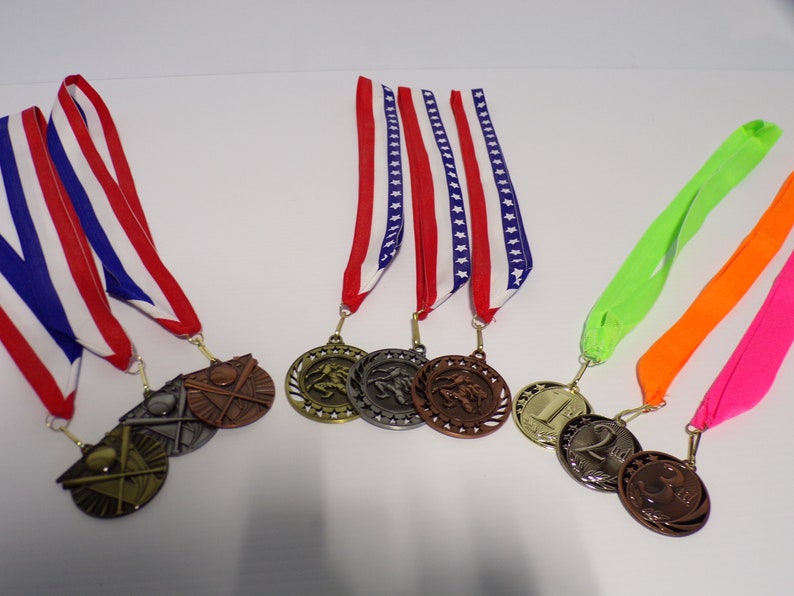 Gold, Silver and Bronze Sports Medals: Wrestling Medals, basketball medals, tennis medals, baseball medals, Lots of options, most sports image 7