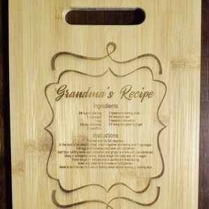 Grandmas Recipe Engraved Cutting Board - Personalized Recipe Cutting Board - Personalized Wedding Recipe Cutting board - Mothers Day Gift