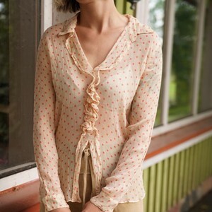 Aspesi Polka Dot Silk Blouse Shirt See Through M
