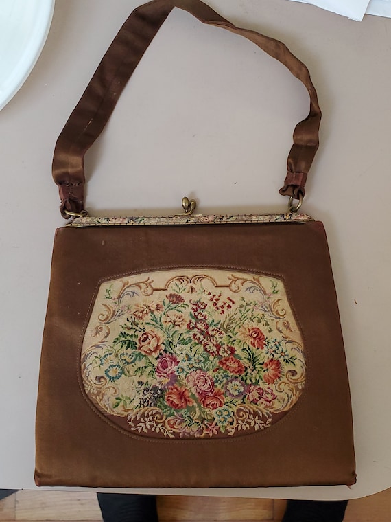 Brown Base Antique French Handmade Purse