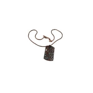 VTG Copper Toned Rectangle floral pendant with Matching copper toned chain