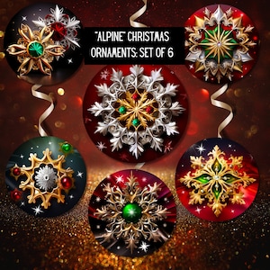 Red, Green Ornaments, Ornament set, Christmas Ornaments, Sublimation Ornaments, Handmade, Heartwarming, Festive Tree, Elegant Snowflakes