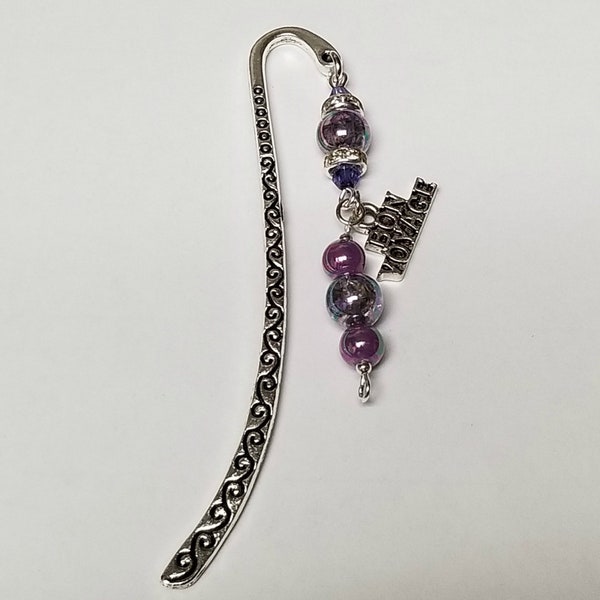 Purple, silver,Beaded bookmark, with charm, metal bookmark, antique silver, silver tone, jewelry, acrylic, pearl, Easter gift, Mother's day