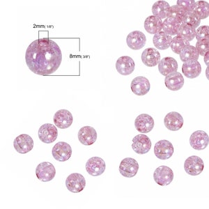 Acrylic, Bubblegum, Beads, Ball, Pink, Crackle, 8mm, beading, pink beads, crackle beads, jewelry beadings, beading supplies