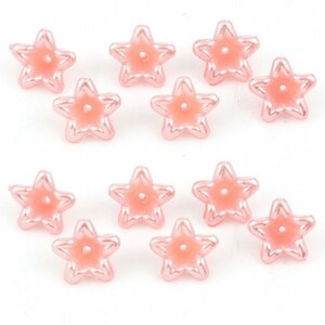 Acrylic, Beads, Flower, Pink Imitation Pearl, 13mm, flower beads, acrylic beads, pink pearl, 40 pc, pink, floral