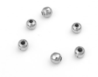 Stainless Steel, Beads, Round, Silver Tone, Hollow, 3 mm, jewelry supplies, jewelry making, jewelry making supplies, spacer beads, 100 pc