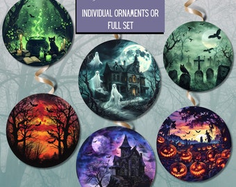 Halloween Ornaments, Ornament set, Tree Decorations, Handmade, Fall Decor, Spooky Season, Tree ornaments, Goth Decorations, Scary Halloween