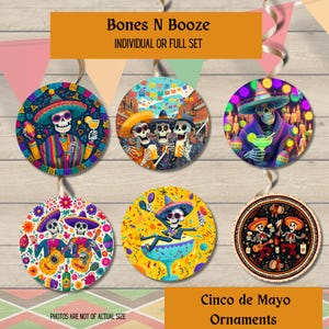 Bones N Booze シンコ・デ・マヨ スケルトンオーナメント マルガリータと音楽付きのお祭りパーティーデコレーション カラフルなお祭りスケルトンがパーティーシーンを鮮やかに彩ります