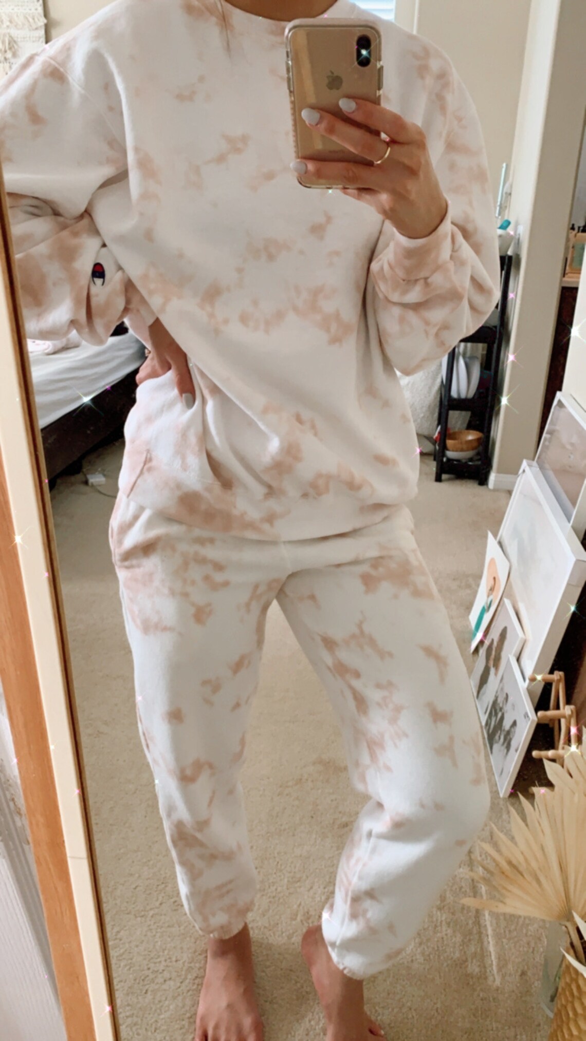 TieDye Sweatsuit Blush Tan Loungewear Etsy