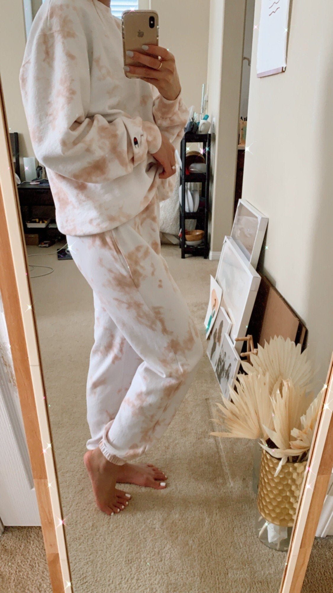 TieDye Sweatsuit Blush Tan Loungewear Etsy