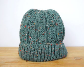 Hand Knitted Aran Wool Beanie Hat