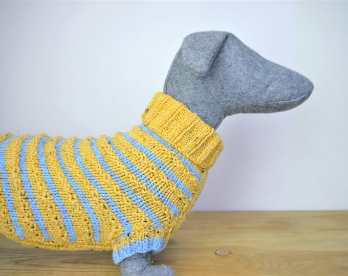 Featured listing image: Custom Made Purfect Purl Rib Striped Dachshund Jumper
