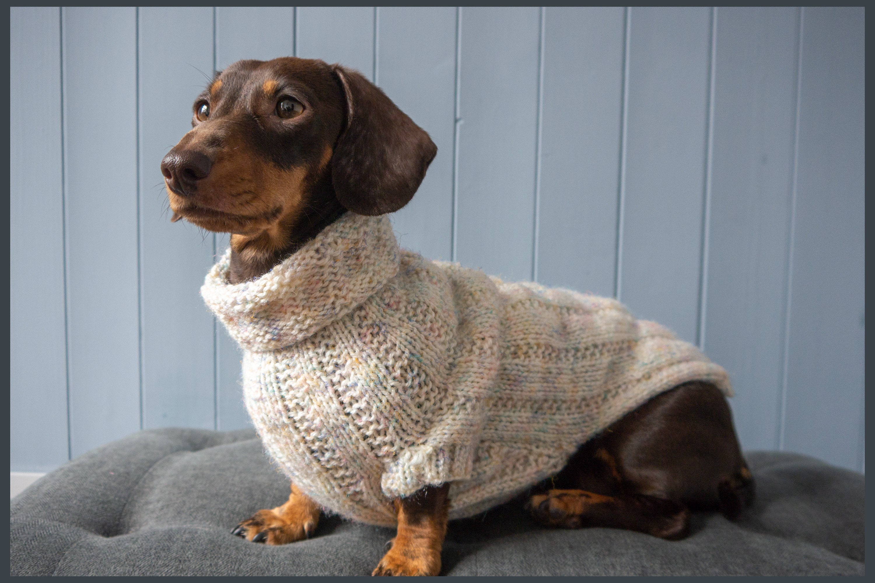 Custom Made Ribbed Dachshund Knitted Wool Jumper