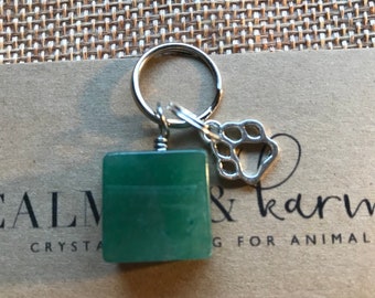 Green jade pet crystal healing charm. Cats, Dogs, protection, illness, removes toxins, infection, good luck, good health, heart conditions