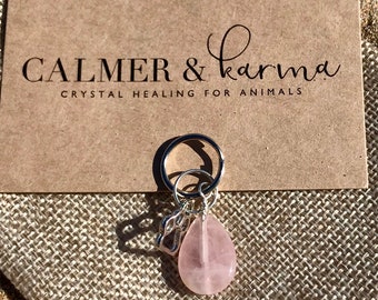Rose Quartz Pet Healing Crystal Charm: kalmerende steen