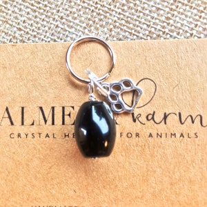 Black Tourmaline Pet Collar Charm: Healing Crystal, Protection