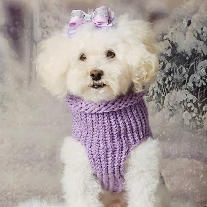 Lavender Cozy Knit Dog Sweater – Ultra Soft Cable Fleece with Sleeveless or Raglan Options