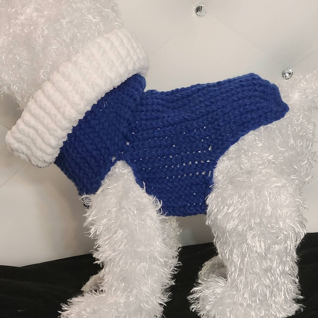 Royal Blue Dog Sweater With White Furry Collar Etsy