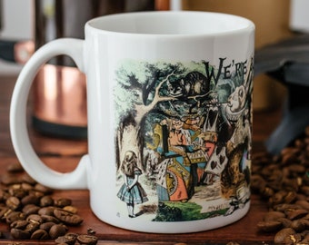 Alice in Wonderland Mug – We're All Mad Here, Queen of Hearts Design