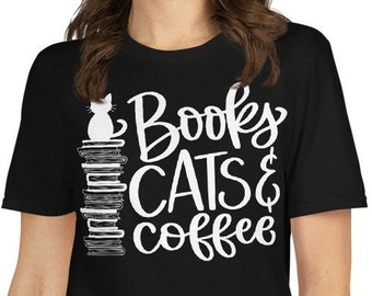 Books, Cats, and Coffee T-Shirt