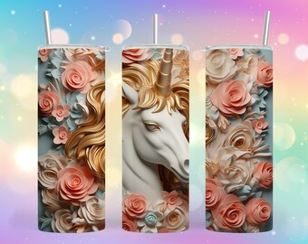 Floral Pastel Unicorn Tumbler - Floral Tumbler - Unicorn Tumbler - Floral Unicorn Tumbler - Unicorn Floral Tumbler