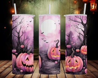 Pink Pumpkin Patch Tumbler - Halloween Tumbler - Spooky Tumbler - Halloween Vibes - Spooky Pumpkin Tumbler - Pumpkin Tumbler