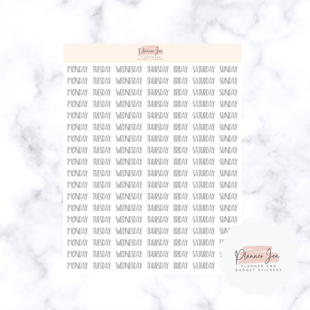 Week Names Stencil Days of the Week Mini Stencil Print Planner Stickers, for Any Planner ...