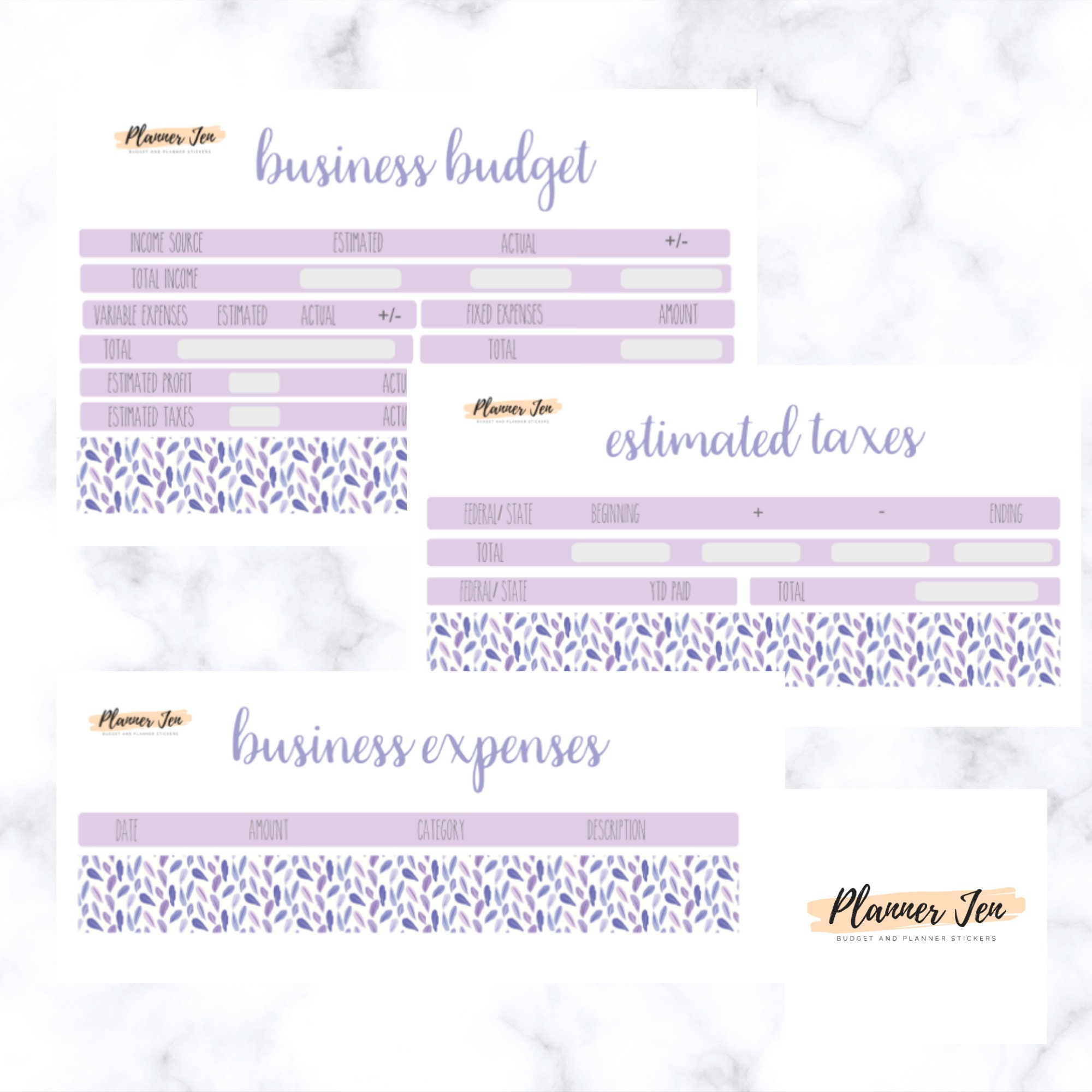 Download Business Budget Bundle Planner Sticker Kit Estimated Taxes ...
