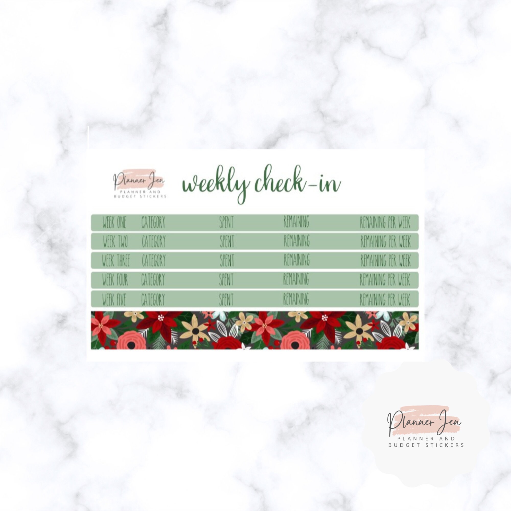 December Weekly Check-in Stickers Budget Kit for 7x9 Erin Condren ...