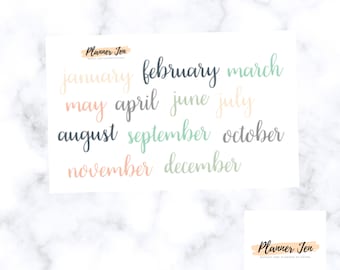 Month Script Planner Stickers, Neutral Colors (12 ct)