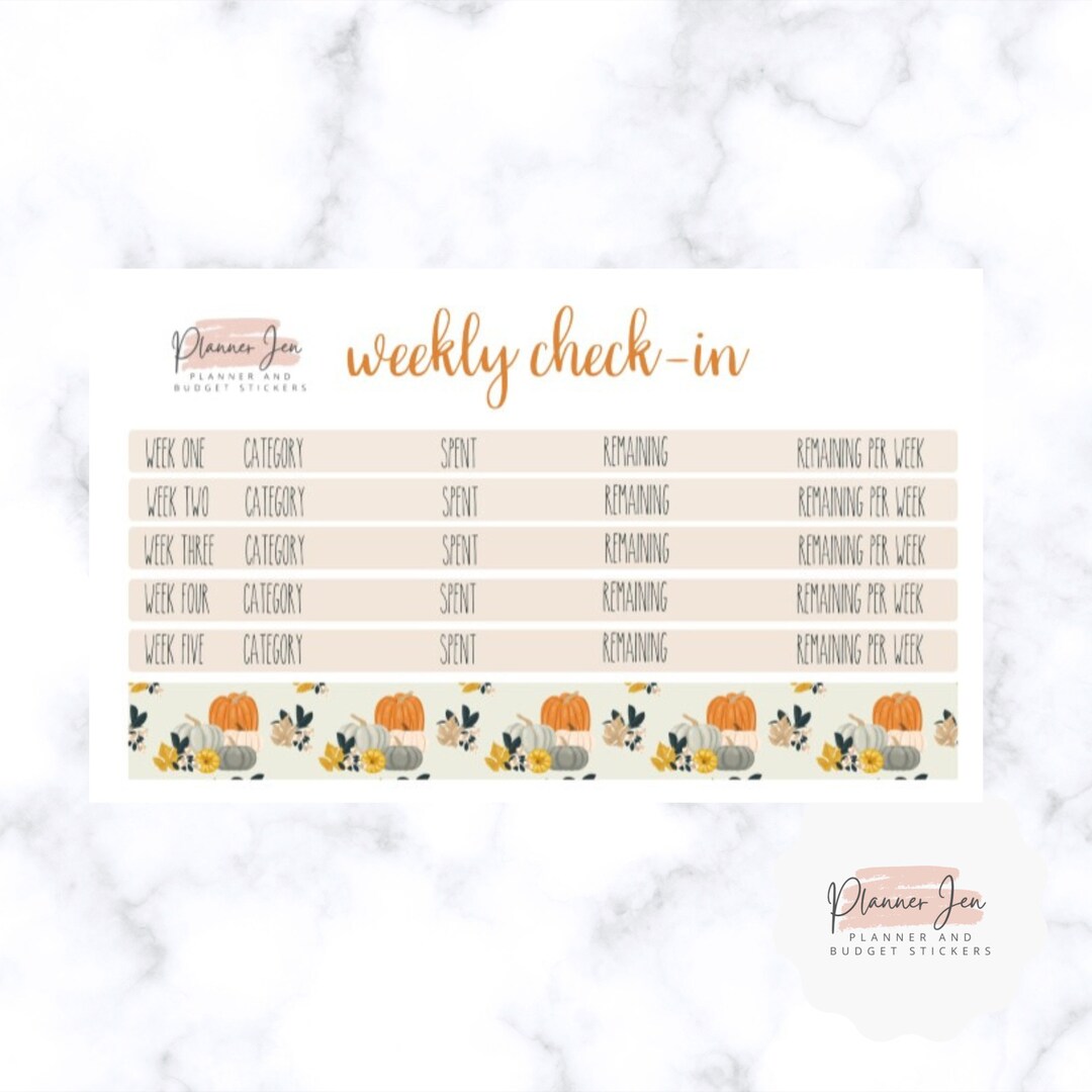 October Weekly Checkin Stickers Budget Kit for 7x9 Erin Etsy